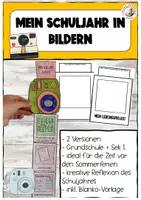 Vorschau - Mal- und Bastelvorlagen - Mein Schuljahr in Bildern Polaroid Schuljahresabschluss Reflexion - Deckblatt