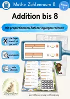 Vorschau - Arbeitsblätter - Addition bis 8, mit proportionalen Zahlzerlegungen rechnen - Deckblatt