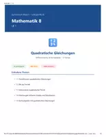 Vorschau - Arbeitsblätter - Mathematik 8 Gymnasium - Quadratische Gleichungen - Seite 1