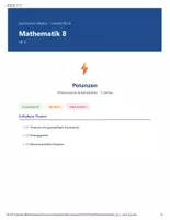 Vorschau - Arbeitsblätter - Mathematik 8 Gymnasium - Potenzen - Deckblatt