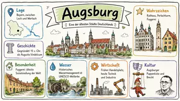 Vorschau - Arbeitsblätter - Arbeitsblätter zum Thema "Augsburg" + Lösung & MP3 + Mindmap + Infografik - Seite 1