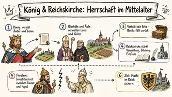 Vorschau - Arbeitsblätter - Arbeitsblatt "König & Reichskirche: Herrschaft im Mittelalter" + interaktive Lösung & MP3 + Mindmap + Infografik - Seite 1
