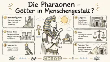 Vorschau - Arbeitsblätter - Arbeitsblatt "Die Pharaonen - Götter in Menschengestalt?" + interaktive Lösung & MP3 + Mindmap + Infografik - Seite 1