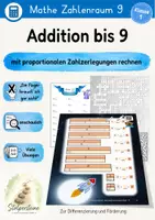 Vorschau - Arbeitsblätter - Addition bis 9, mit proportionalen Zahlzerlegungen rechnen - Deckblatt