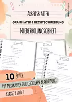 Vorschau - Arbeitsblätter - Wiederholungsgeheft | 10 Seiten | Rechtschreibung & Grammatik | Deutsch | Klasse 6 und 7 - Deckblatt