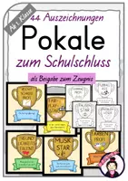 Vorschau - Arbeitsblätter - Zeugnisbeigabe: Pokale | 44 Auszeichnungen - Deckblatt
