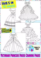 Aperçu - Feuilles d'exercices - Victorian Princess Dress Coloring Pages - Page de couverture
