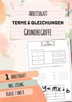 Vorschau - Arbeitsblätter - Terme und Gleichungen | 7 Übungsblätter mit Lösung | Mathematik | Klasse 7 und 8 - Seite 1