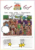 Vorschau - Arbeitsblätter - Karneval & Fasching: Lesen, suchen, prüfen (Wimmelbild & Leseförderung) - Deutsch - Kl. 1/2 - Deckblatt