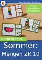 Vorschau - Fördermaterial/Inklusion - Sommer Klammerkarten – Mengenerfassung bis 10 mit Ziffern, Würfelbildern & Fingerbildern - Deckblatt