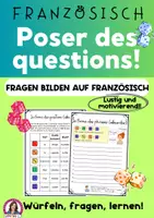 Vorschau - Unterrichtsreihen - Fragen auf Französisch -Würfelspiel questions en français - Deckblatt