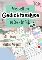 Vorschau - Arbeitsblätter - Arbeitsheft Gedichtanalyse: Cro Ein Teil - Deckblatt