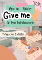 Vorschau - Spiele - Warm-up Kärtchen für deinen Englischunterricht: Give me 5! - Deckblatt