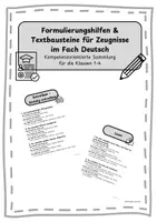 Vorschau - Fördermaterial/Inklusion - Formulierungshilfen & Textbausteine für Zeugnisse in der Grundschule Fach Deutsch - Deckblatt