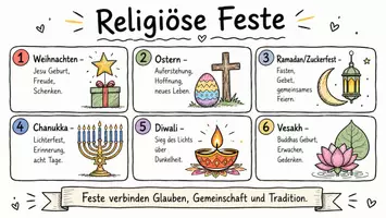 Vorschau - Arbeitsblätter - Arbeitsblatt "Religiöse Feste" + interaktive Lösung & MP3 + Infografik - Seite 1