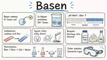 Vorschau - Arbeitsblätter - Arbeitsblatt "Basen" + interaktive Lösung & MP3 + Mindmap + Infografik - Seite 1