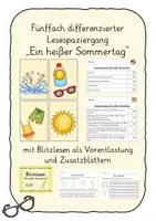 Vorschau - Arbeitsblätter - Kl.2: Differenzierter Lesespaziergang "Ein heißer Sommertag" mit Zusatz - Deckblatt