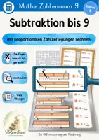 Vorschau - Stationenlernen - Subtraktion bis 9, mit proportionalen Zahlzerlegungen rechnen - Deckblatt