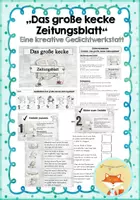 Vorschau - Stundenentwürfe - Kreative Gedichtwerkstat zum Gedicht "Das große kecke Zeitungsblatt" von Josef Guggenmoos - Deckblatt
