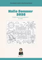 Vorschau - Mal- und Bastelvorlagen - Kooperatives Ausmalposter - Hallo Sommer 2026 - Deckblatt