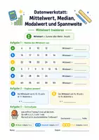 Vorschau - Arbeitsblätter - Mittelwert, Median, Modalwert und Spannweite – Daten & Statistik Arbeitsblätter Mathematik Klasse 7/8 - Seite 3