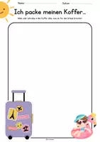 Vorschau - Arbeitsblätter - Ich packe meinen Koffer – Arbeitsblatt Grundschule | Mal- und Schreibvorlage für Urlaub, Sommer, DaZ, kreatives Schreiben & Schuljahresende🧳⛱️☀️🕶️ - Deckblatt