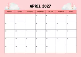 Voorbeeld - Maandkalender - Luchtballonnen (2026-2027) - Pagina 3