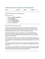 Vorschau - Arbeitsblätter - Kurzgeschichte Klasse 8 - Deckblatt