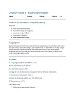 Vorschau - Arbeitsblätter - Erzählung Klase 8 - Deckblatt