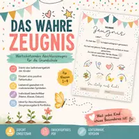 Vorschau - Arbeitsblätter - Das wahre Zeugnis - Wertschätzendes Zeugnis - Seite 1