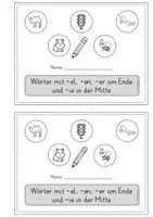 Vorschau - Arbeitsblätter - Mini-Heft Wörter schreiben mit -el, -en, -er am Ende und -ie in der Mitte - Seite 1