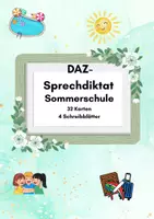 Vorschau - Stundenentwürfe - DAZ-Sprechdiktat Sommerschule – Schreiben, Sprechen und Wortschatztraining (32 Karten) - Deckblatt
