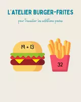 Aperçu - Cartes d'exercices - Additions posées - Atelier burger-frites - Page de couverture