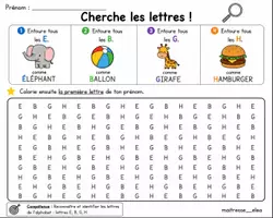 Aperçu - Feuilles d'exercices - Cherche les lettres E, B, G et H – Moyenne Section - Page de couverture