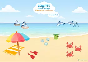 Aperçu - Jeux - Compte sur l’image – L’été et les vacances | Dénombrer de 1 à 6 | PS-MS - Page 3