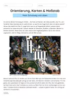 Vorschau - Arbeitsblätter - Orientierung, Karten & Maßstab — Mein Schulweg von oben - Seite 1