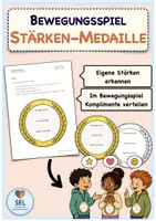 Vorschau - Arbeitsblätter - Stärken-Medaille: Bewegungsspiel für Stärkenarbeit, Komplimente & Klassenklima / Soziales Lernen - Deckblatt
