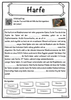Vorschau - Unterrichtsreihen - Harfe Lückentext mit Wortspeicher Hörverstehen und Suchsel - Seite 1
