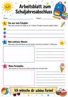 Vorschau - Arbeitsblätter - Schuljahresabschluss Reflexion - Grundschule - Deckblatt