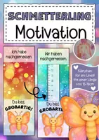 Vorschau - Mal- und Bastelvorlagen - Schmetterlingsklasse Motivationskärtchen Klassentier Schmetterling Lineal - Deckblatt