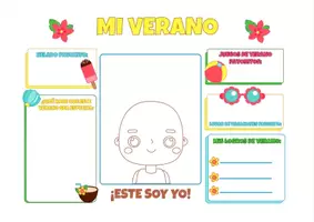Vista previa - Hojas de trabajo - Ficha "MI VERANO" para Rellenar y Colorear - Portada