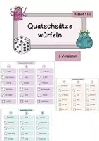 Vorschau - Spiele - Kl. 1 & 2 Quatschsätze Würfeln - 3 Versionen - Deckblatt