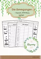Vorschau - Arbeitsblätter - Die Bewegungen/ DaZ&DaF/ A1-A2 - Deckblatt