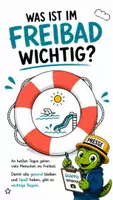 Vorschau - Bildkarten - QUAPPIZ Kindernews - So verhalten wir uns im Freibad richtig - Deckblatt
