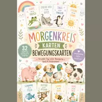 Vorschau - Bildkarten - Bewegungskarten Kindergarten PDF | 32 Morgenkreis Karten | Krippe Tagespflege Vorschule | Bewegungsübungen Kinder - Deckblatt