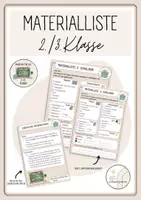 Vorschau - Merkblätter - Materialliste für die 2. und 3. Klasse - Deckblatt