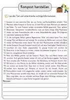 Vorschau - Arbeitsblätter - Kompost herstellen Lesetext einfach verständlich mit Aufgaben + Lösungen und Wortspeicher Leseverstehen - Seite 3