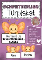 Vorschau - Poster - Schmetterlingsklasse Türplakat Klassentier Schmetterling - Deckblatt