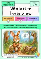 Vorschau - Stundenentwürfe - Waldtiere Klasse 3 und 4 | Interview, Referat, Vortrag mit Arbeitsheft zum Thema Wald(Tiere) · Mini-Programm - Deckblatt