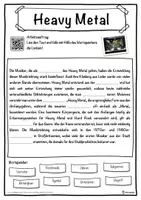 Vorschau - Unterrichtsreihen - Heavy Metal Lückentext mit Wortspeicher Hörverstehen und Suchsel - Seite 1